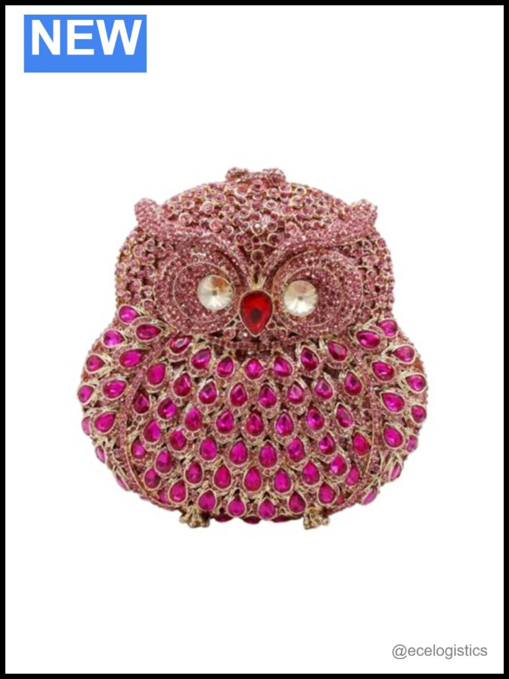 Crystal Owl Rhinestone Evening Clutch with Removable Chain Strap